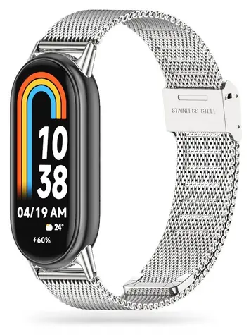 Tech-Protect MilaneseBand stříbrná / Řemínek milánský tah / Xiaomi Smart Band 8, 8 NFC