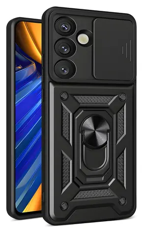Hurtel Hybrid Armor CamShield černá / Zadní kryt / se stojánkem / ochrana kamery / pro Oppo F29 Pro 5G