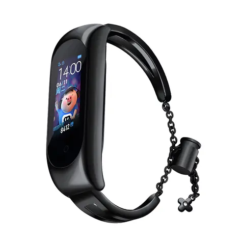 Hurtel Kovový řemínek pro Xiaomi Mi Band 3/4/5/6 černá / Řemínek / Xiaomi Mi Band / nerezová ocel
