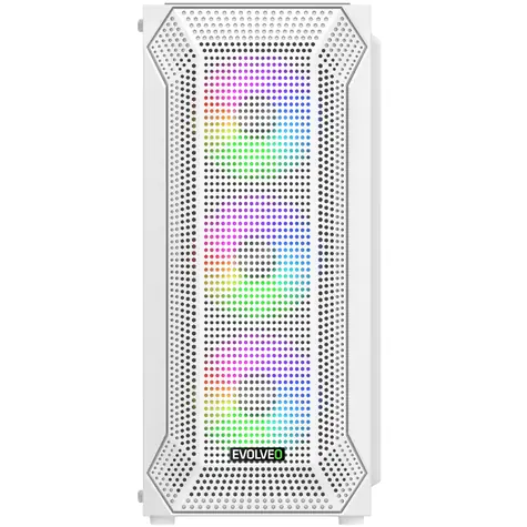 EVOLVEO Xenon bílá / PC skříň / Midi Tower / ATX/mATX/Mini ITX / 4x ARGB / temperované sklo
