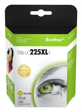 TB alternativní inkoust kompatibilní s Brother LC225XL / 1200 výtisků / 13 ml / žlutá