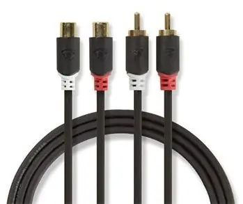 Nedis Stereo audio kabel 2x RCA - 2x RCA antracitová / Audio kabel / pozlacené konektory / 2 m / kulatý