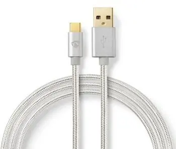 Nedis GOLD kabel USB-A - USB-C / Datový kabel / USB 2.0 / 3 m / nylon / hliníkové konektory