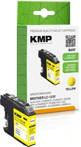 KMP LC-123Y žlutá / Inkoustová cartridge / Kompatibilní s Brother / Renovovaná / 600 stran