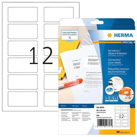 Herma etikety pro QR kódy 80x40 mm bílá / Etikety / A4 / 300 ks