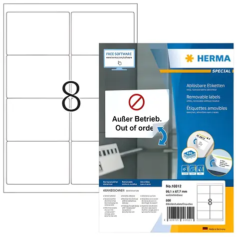 Herma adresní etikety bílé 99,1x67,7 mm / Etikety / A4 / papír / matné / snímatelné / 800 ks