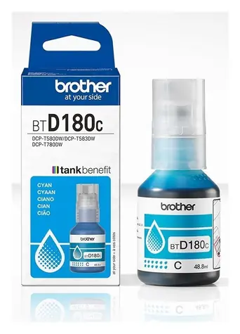 Brother BTD180C / Inkoustová lahvička / azurová / Originální / DCP-T580DW, DCP-T583DW, DCP-T780DW
