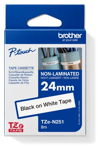 Brother TZE-N251 bílá/černá / Páska do tiskárny štítků / nelaminovaná / 24 mm