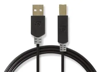 Nedis USB-A - USB-B kabel antracit (CCBP60100AT30) / Datový kabel / USB 2.0 / 480 Mbps / pozlacené konektory / 3 m