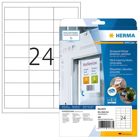 Herma Univerzální etikety 66x33,8 mm bílé / Etikety / Snímatelné / 480 ks