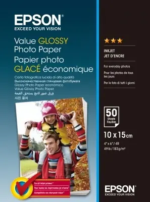 EPSON Value Glossy Photo Paper 10x15 / Fotopapír / Lesklý / 183 g/m2 / 50 listů