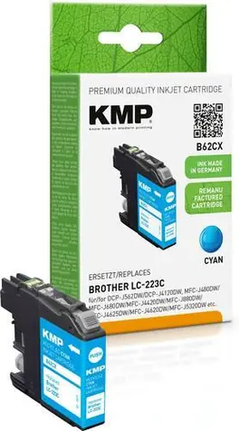 KMP B62CX azurová / Inkoustová cartridge / náhrada za Brother LC-223C / 550 stran