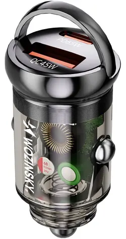 Wozinsky 65W černá / Autonabíječka / USB-C PD 65W / USB-A QC 3.0 45W