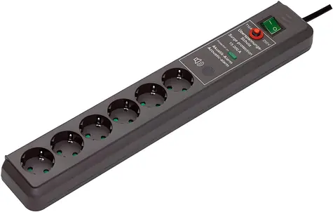 Brennenstuhl Secure-Tec antracit / Prodlužovací kabel / Přepěťová ochrana / 6x zásuvka / 3500 W
