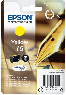 Epson Singlepack Yellow 16 DURABrite Ultra Ink žlutá / Inkoust do tiskárny / 3,1 ml / 165 stran