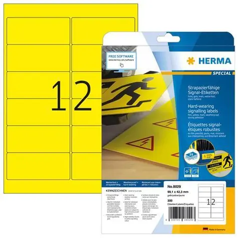 Herma signální etikety A4 99,1x42,3 mm žlutá / Fólie / voděodolné / laser / 300 ks