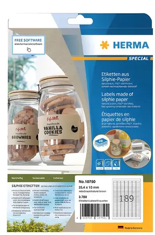 Herma etikety Silphie A4 / Etikety / 25,4x10 mm / 20 listů / 3780 ks / hnědá