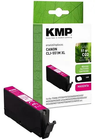 KMP CLI-551M XL (6445B001) purpurová / Kompatibilní cartridge / pro Canon / 10,5 ml / 650 stran
