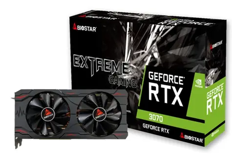 Biostar GeForce RTX 3070 8GB / Grafická karta / 1550 MHz / 8GB GDDR6 / 256-bit / 1x HDMI + 3x DP