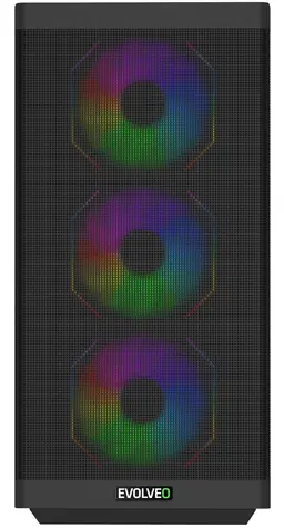 EVOLVEO Scorpio černá / PC skříň / Big Tower / ATX/E-ATX/mATX/ITX / 4x ARGB / temperované sklo / bez zdroje