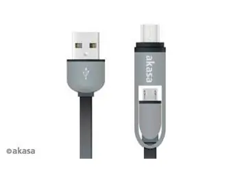 Akasa AK-CBUB35-10BK černá / USB kabel / USB-C & Micro-B na USB-A / Ultra tenký / 100cm