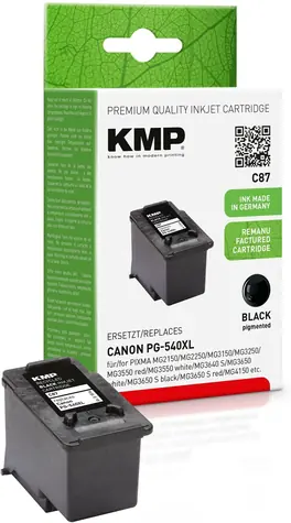 KMP Canon PG-540XL black / Cartridge / Renovovaná / Pigmentová / Canon PIXMA MG2150/MG3150/MG4150