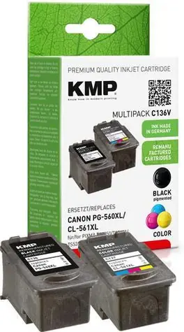 KMP PG-560XL+CL-561XL / Inkoustová cartridge / černá + barevná / 2 ks / kompatibilní s Canon