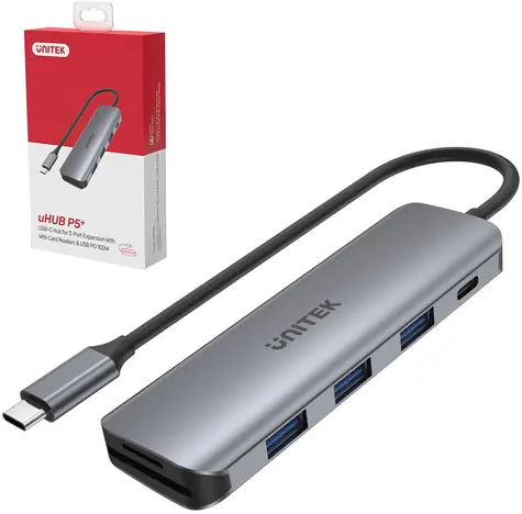 Unitek H1107C / USB hub / USB-C / 3x USB-A 3.1 Gen1 / SD / microSD