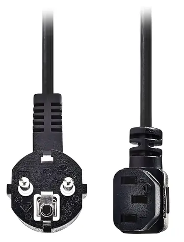 Nedis napájecí kabel Schuko - IEC-320-C13 černý 2 m / Napájecí kabel / 230V / 10A / Úhlové konektory