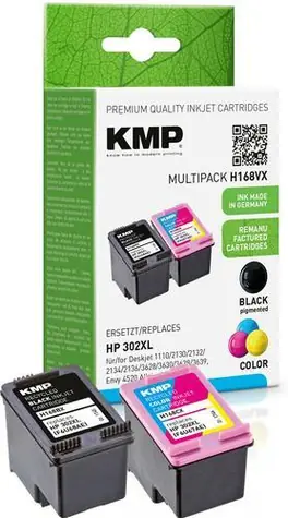 KMP HP302XL Multipack / Cartridge / černá, azurová, purpurová, žlutá / výtěžnost 550 a 350 stran