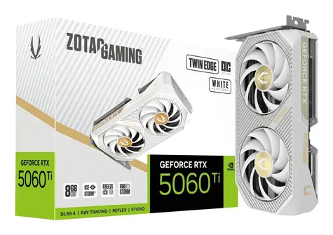 ZOTAC GeForce RTX 5060 Ti Twin Edge OC 8GB bílá / Grafická karta / 2602 MHz / 8 GB GDDR7 / 128-bit / 1x HDMI + 3x DP