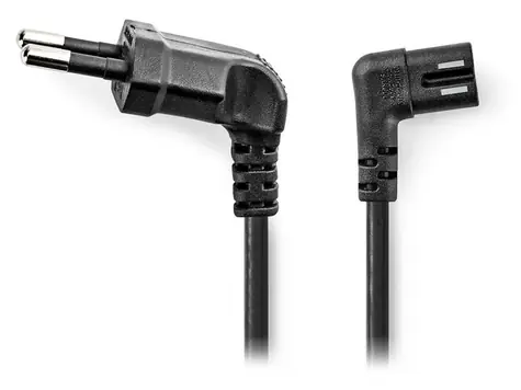Nedis napájecí kabel Euro - IEC-320-C7 černý / Napájecí kabel / oboustranně úhlový 90° / dvoulinka / 5 m