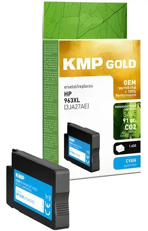 KMP GOLD 963XL (3JA27AE) azurová / Cartridge / renovovaná / pro HP OfficeJet Pro 9010-9023 / 1600 stran