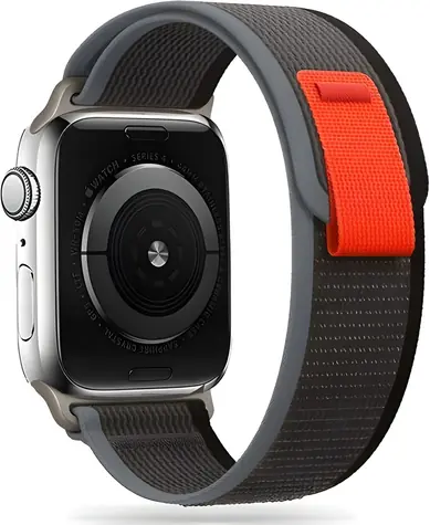 Tech-Protect Nylon černá/oranžová / Řemínek pro Apple Watch / Series 4-8, SE, Ultra / 42/44/45/49 mm