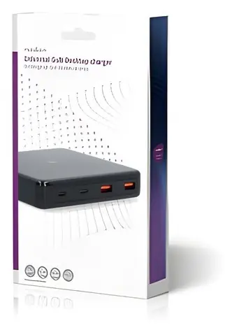 Nedis GaN 65W / Stolní nabíječka / 4x USB-C, USB-A / Power Delivery / Automatická volba napětí
