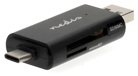 Nedis duální čtečka paměťových karet / Čtečka paměťových karet / USB-C a USB-A / USB 3.2 Gen1 / SD/microSD/SDHC/SDXC