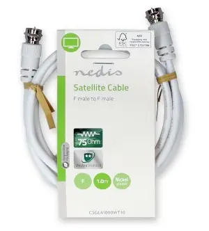 Nedis satelitní anténní kabel F(M)-F(M) bílá / Kabel / 75 Ohm / 50 dB / dvojité stínění / 1 m