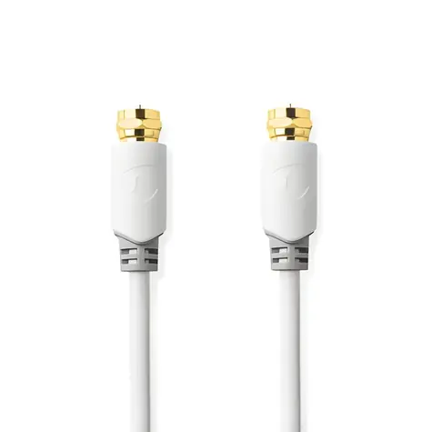 Nedis satelitní anténní kabel F(M) - F(M) pozlacený bílá / Kabel / 75 Ohm / 90 dB / stíněný / 2 m