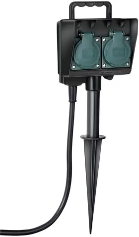 Brennenstuhl Zahradní rozvaděč se zemním hrotem černá / Zahradní rozvaděč / 2x zásuvka / IP44 / 16 A