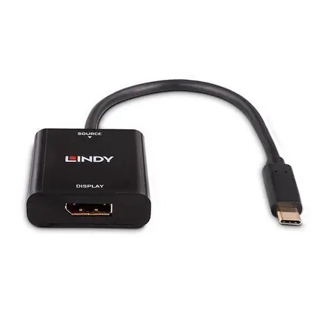 Lindy USB-C - DisplayPort černá / Převodník / 4K 144Hz / DisplayPort 1.4 / 21cm