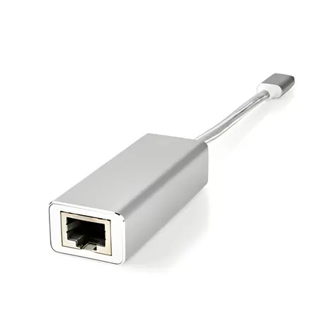 Nedis adaptér USB-C - RJ45 stříbrná / Adaptér / USB 3.2 Gen 1 / 1 Gbps / 0,20 m