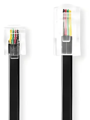 Nedis telefonní kabel RJ11-RJ45 plochý černý / Telefonní kabel / pozlacené konektory / 5 m