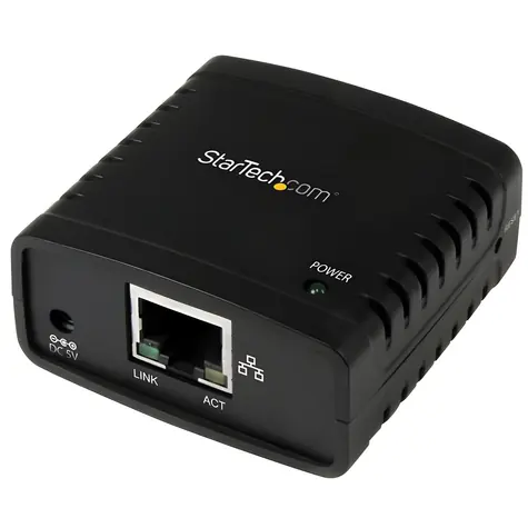 StarTech USB tiskový server / Tiskový server / 1x RJ-45 / 1x USB 2.0 / LPR / černá