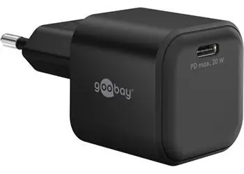 Goobay Nano 20W černá / Síťová nabíječka / 1x USB-C / USB-C PD / GaN / 20W