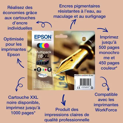 Epson 16 žlutá / Originální cartridge / WF-2010, WF-2510, WF-2520 / 3,1 ml