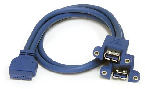 StarTech USB 3.0 kabel s montáží na panel modrá / Kabel / 2x USB A / IDC / 0,5 m