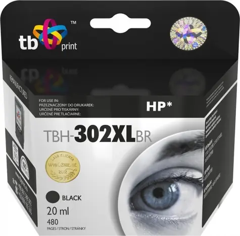 TB TBH-302XLBR černá / Inkoustová kazeta / kompatibilní s HP 302XL (F6U68AE) / 20 ml / 251-500 stran