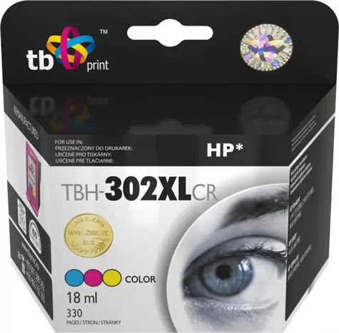 TB TBH-302XLCR / Inkoustová kazeta / kompatibilní s HP F6U67AE (302XL) / vícebarevná / 18 ml / do 500 str