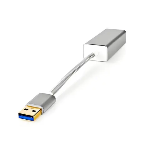 Nedis adaptér USB-A zástrčka - RJ45 zásuvka stříbrná / Adaptér / USB 3.2 Gen 1 / 1 Gbps / 0,20 m
