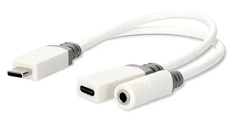 Nedis USB-C audio adaptér bílý / Adaptér / USB-C zástrčka - USB-C + Jack 3,5 mm zásuvka / USB 2.0 / 10 cm